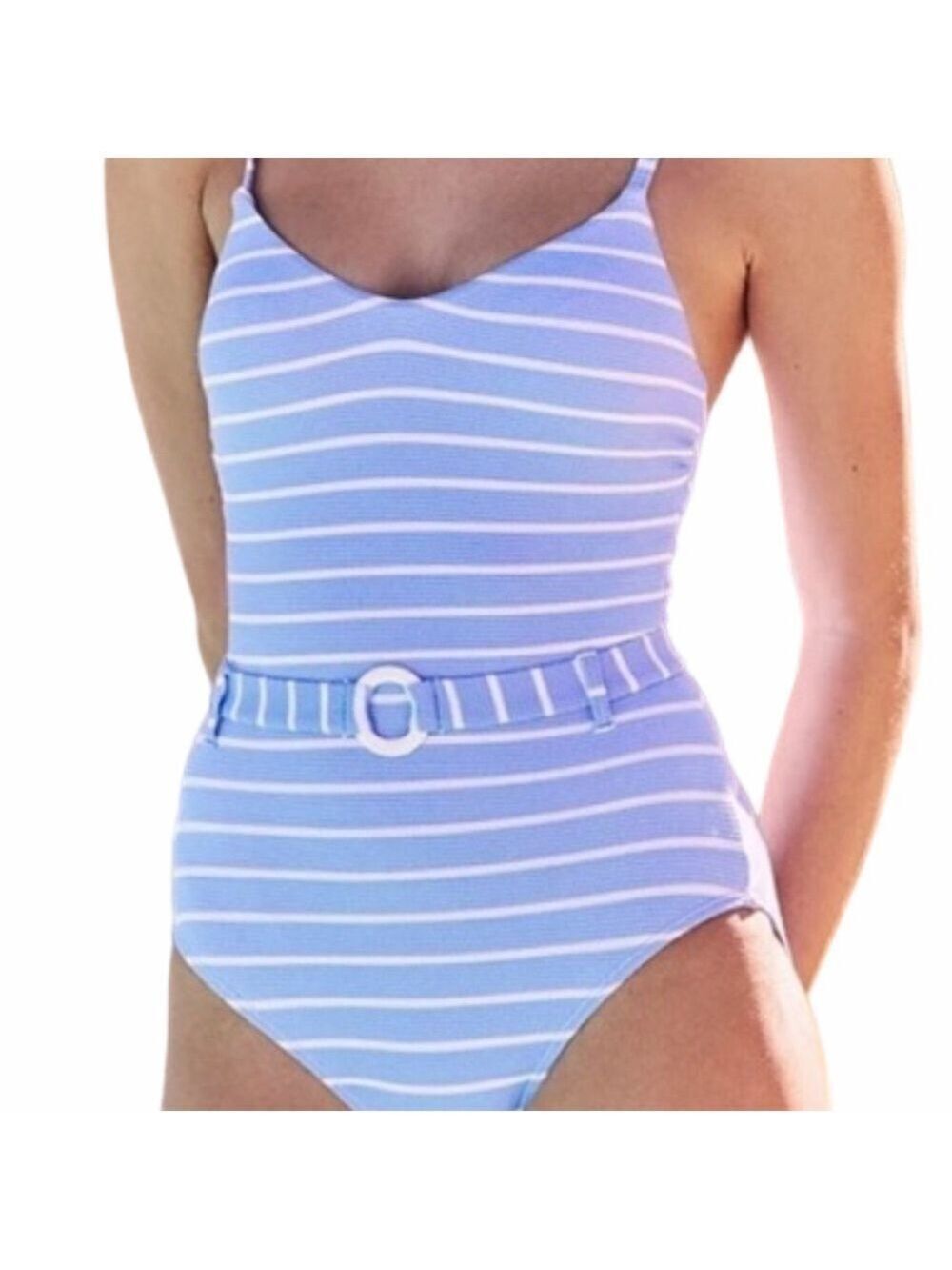 Splendid Atmospheric Striped Belted One-Piece Swimsuit Sz Medium NWT